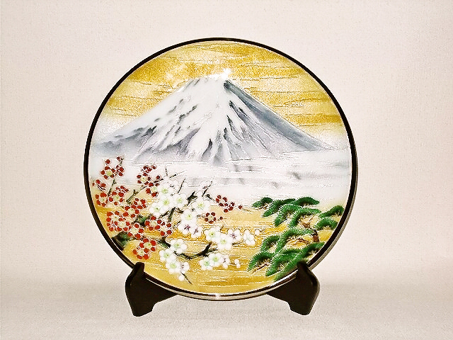 七宝焼　七宝舎　大皿　飾り皿　約直径35㎝ 七宝焼 菊図大皿 - 古好屋